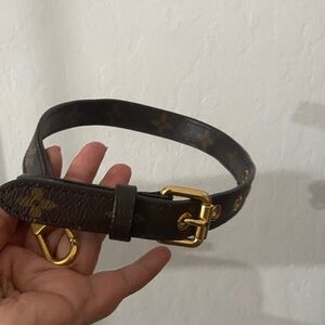 Brown Leather Dog Collar with Gold Buckle